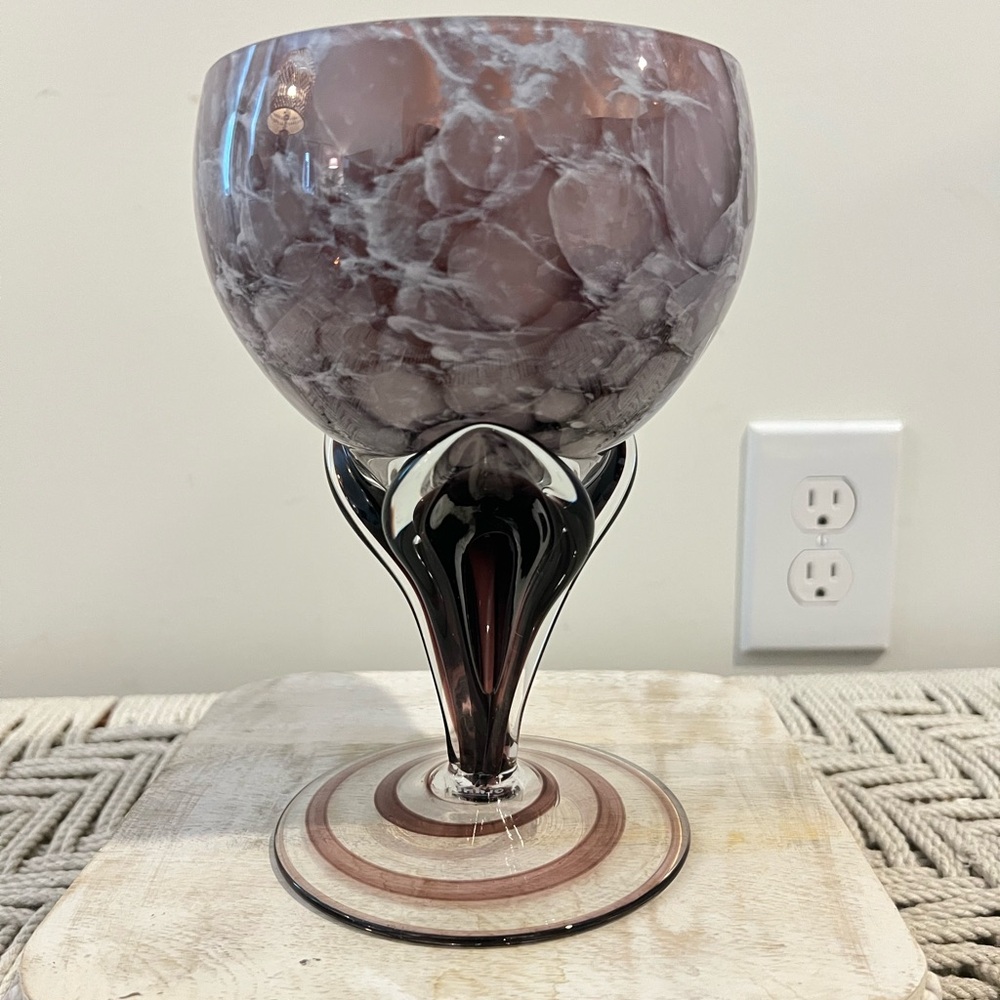 Poland  Glass large Elegant Marble Glass Goblet